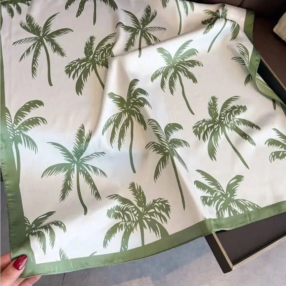 Green Palm Tree Print Scarf A1578